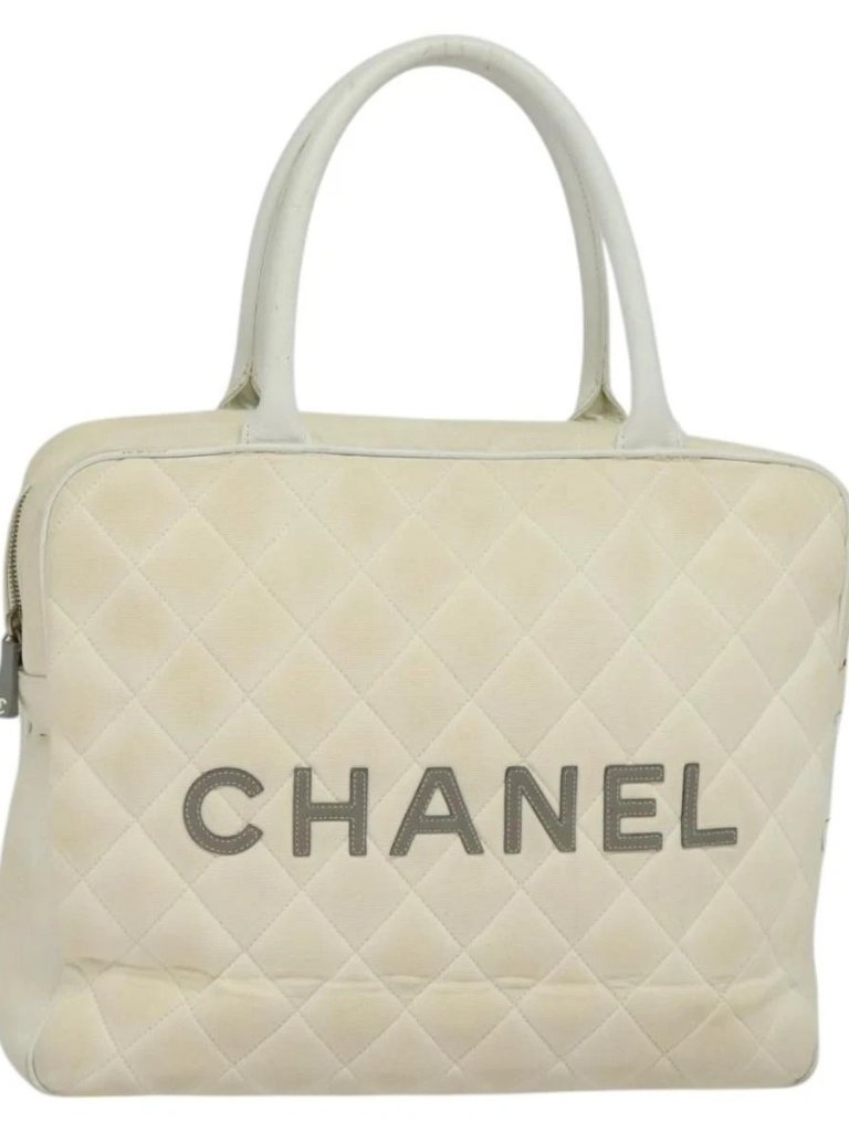 Chanel Sports Line Boston Bag Canvas White Cc Auth 115293